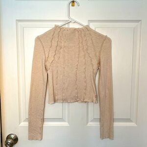 Urban Outfitters BDG Sunray Seamed Mock Neck Top - Cream, Size Small